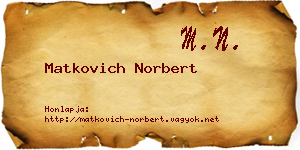 Matkovich Norbert névjegykártya