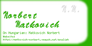 norbert matkovich business card